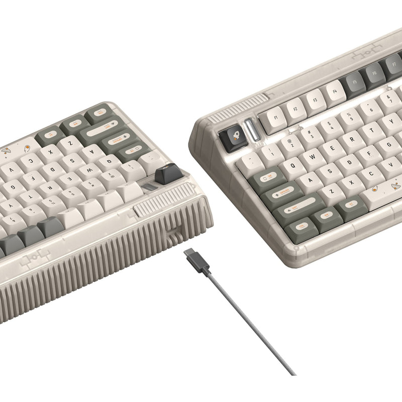 Load image into Gallery viewer, Iqunix og80 hitchhiker wireless mechanical keyboard, gaming toetsenbord (grijs wit, us lay-out, cherry mx silent red, rgb leds, 80% (tkl), hot-swappable, pbt, 2.4ghz | bluetooth 5.1 | usb-c)
