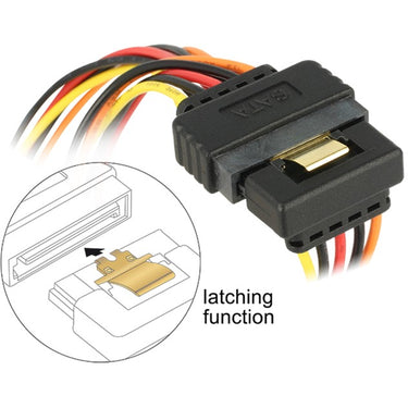 Delock sata 15-pin > 2 x sata 15-pin power splitterkabel (zwart rood, 0,15 meter)