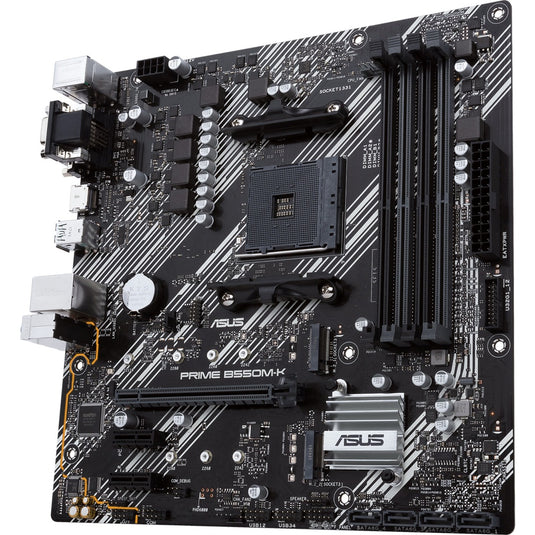 Asus prime b550m-k socket am4 moederbord (zwart wit, raid, gb-lan, sound, µatx)