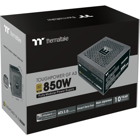 Thermaltake toughpower gf a3 gold - tt premium edition modulaire 850 watt voeding (zwart, 4x pcie)