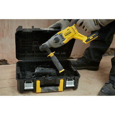 Stanley fatmax v20 18v borstelloze accu hamerboorcombokit boorhamer (geel zwart, sds+, 2 accu's en lader inbegrepen, met koffer)