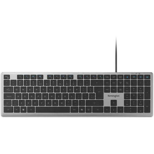 Kensington kb515 eq usb-c usb-a wired keyboard (grijs, us-international lay-out (qwerty), scissor switches, 100%)