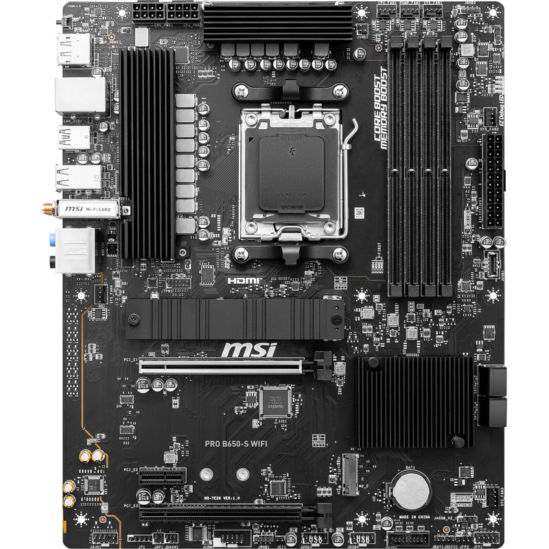 Load image into Gallery viewer, Msi pro b650-s wifi socket am5 moederbord (zwart, raid, 2.5 gbe-lan, wi-fi 6e, bt, sound, atx)

