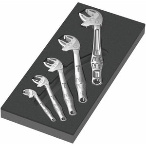 Wera zelfaanpassende steeksleutel 6004 joker set 1 gereedschapsset (zwart grijs, zelfinstellende steeksleutelset, in schuimrubberen inzet voor werkplaatswagen)