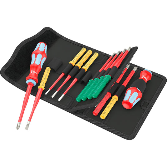 Wera kraftform kompakt vde rvs 17 extra slim 1 tool finder, 17‑delig schroevendraaier (rood blauw)