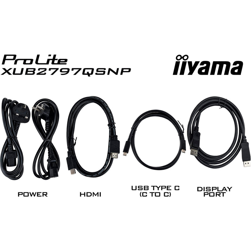 Load image into Gallery viewer, Iiyama prolite xub2797qsnp-b1 27 monitor (zwart (mat), hdmi, displayport, 3x usb-a, 3x usb-c, rj-45)

