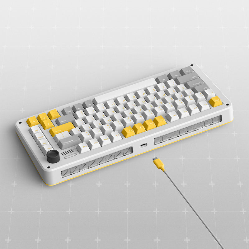 Load image into Gallery viewer, Ty iqunix zx75 gravi wave wireless mechanical keyboard (grijs, us lay-out (qwer), gateron red, 75%, rgb leds, hot-swappable, double-shot pbt, 2.4ghz | bluetooth 5.1 | usb-c)
