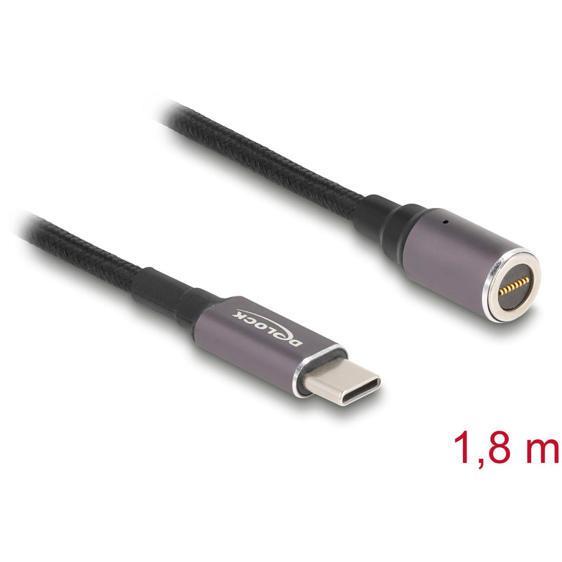 Load image into Gallery viewer, Delock laptop charging cable usb type-c male to magnetic 8 pin connector 1.8 m kabel (antraciet zwart)
