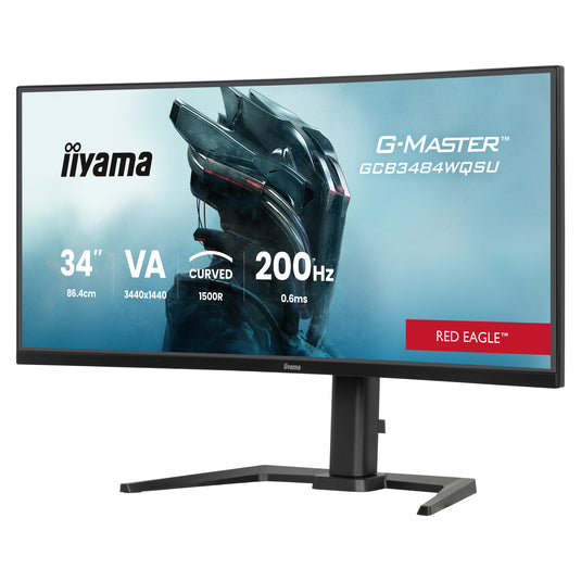 Iiyama g-master red eagle gcb3484wqsu-b2 34 curved ultrawide gaming monitor (zwart, hdmi, displayport, usb, audio, amd free-sync, dual mode)