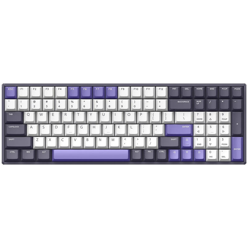 Load image into Gallery viewer, Iqunix f97 lavandin wireless mechanical keyboard, gaming toetsenbord (lavendel, us lay-out, cherry mx silent red, rgb leds, 96%, hot-swappable, pbt, 2.4ghz | bluetooth 5.1 | usb-c)
