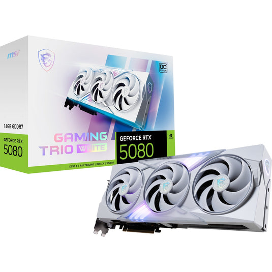 Msi geforce rtx 5080 16g gaming trio oc white grafische kaart (wit, 3x displayport, 1x hdmi)