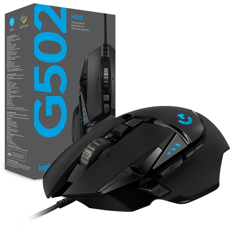 Load image into Gallery viewer, Logitech g502 hero high performance gaming mouse (zwart, 100 - 25.600 dpi, rgb leds)
