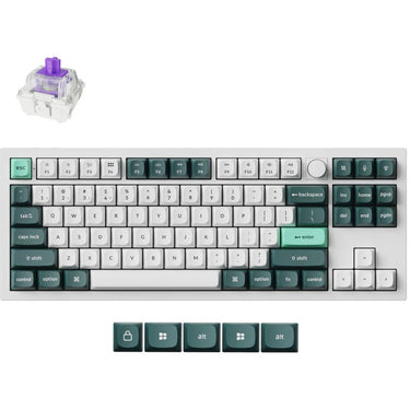 Keychron q3 he qmk-p1 rgb mechanisch toetsenbord (wit, us lay-out (qwerty), gateron double-rail magnetic nebula, 80% (tkl), rgb leds, osa double-shot pbt, hot swap, knob, 2.4ghz | bluetooth 5.1 | usb-c)
