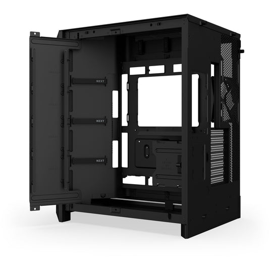 Nzxt h9 flow rgb+ midi tower behuizing (zwart (mat) | 2x usb-a | 1x usb-c | rgb | tempered glass)