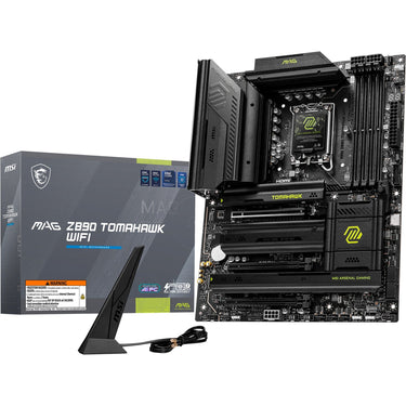 Msi mag z890 tomahawk wifi socket 1851 moederbord (zwart geel, raid, 5gb-lan, wi-fi 7, bt, sound, atx)