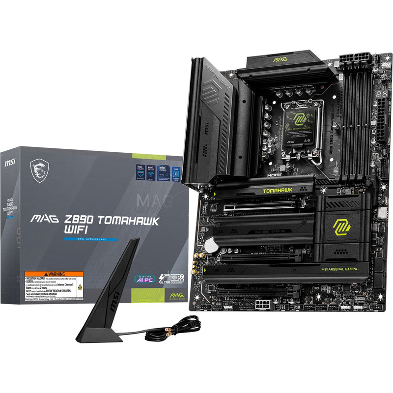 Load image into Gallery viewer, Msi mag z890 tomahawk wifi socket 1851 moederbord (zwart geel, raid, 5gb-lan, wi-fi 7, bt, sound, atx)

