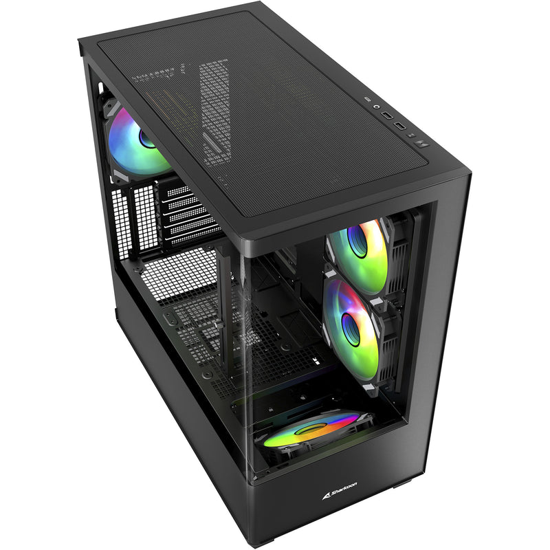 Load image into Gallery viewer, Sharkoon elite shark cm100 midi tower behuizing (zwart | 2x usb-a | 1x usb-c | rgb | tempered glass)
