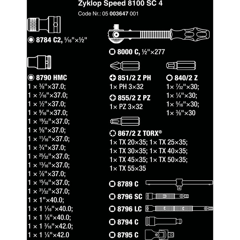 Load image into Gallery viewer, Wera 8100 sc 4 zyklop speed ratelset gereedschapsset (zwart groen, 38-delig, snelheidsratel met draaibare kop)
