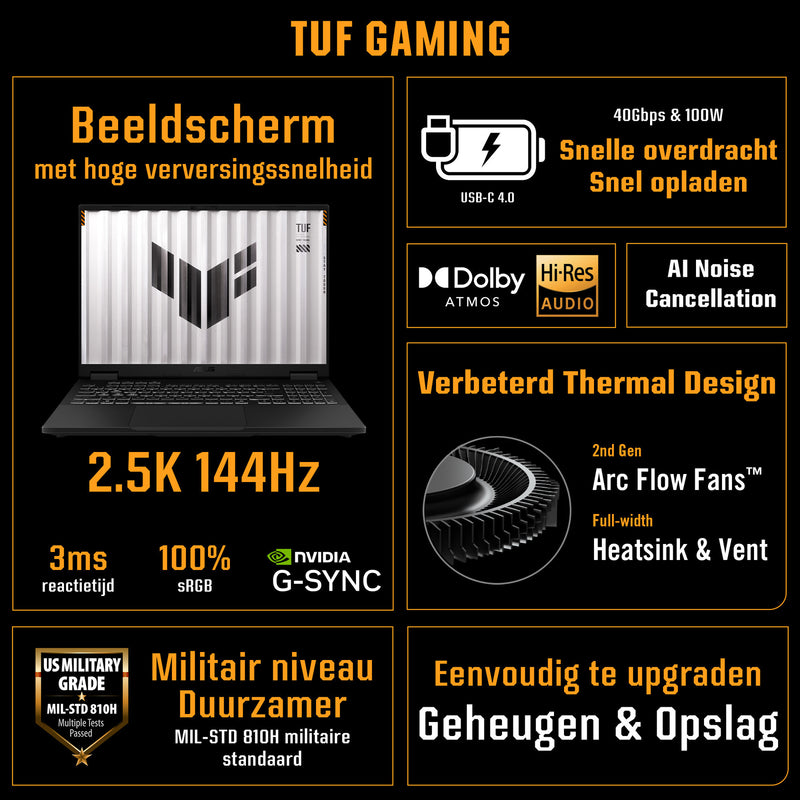 Load image into Gallery viewer, Asus tuf gaming a18 fa808um-s8011w 18 gaming laptop (zwart grijs | ryzen 7 260 | rtx 5060 | 32 gb | 1 tb ssd)
