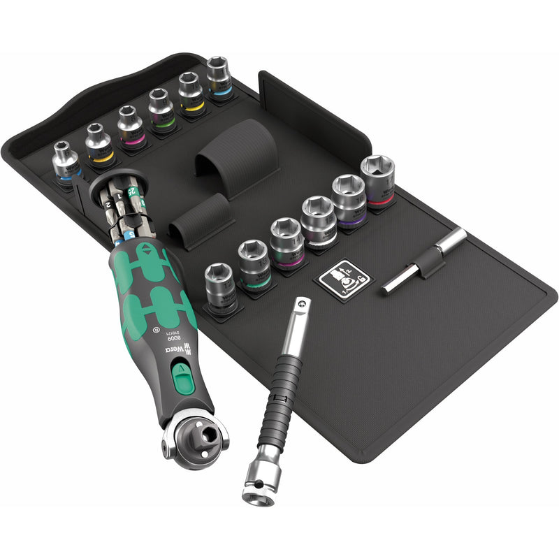 Load image into Gallery viewer, Wera 8009 zyklop pocket set 3 bitset (zwart groen, 27‑delig)
