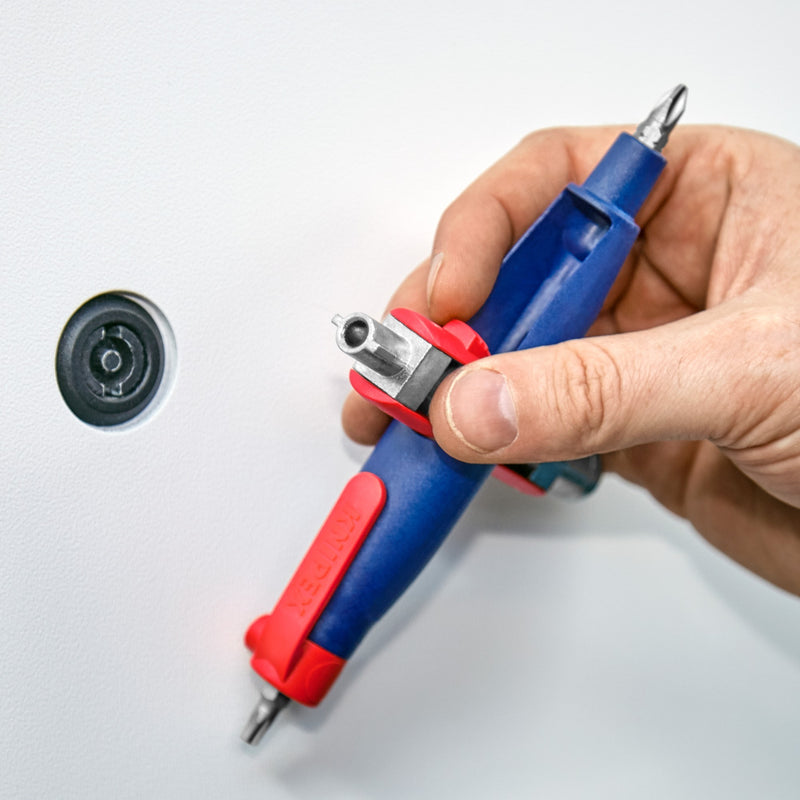 Load image into Gallery viewer, Knipex stiftschakelkastsleutel 00 11 07 dopsleutel (blauw rood, lengte 145 mm)
