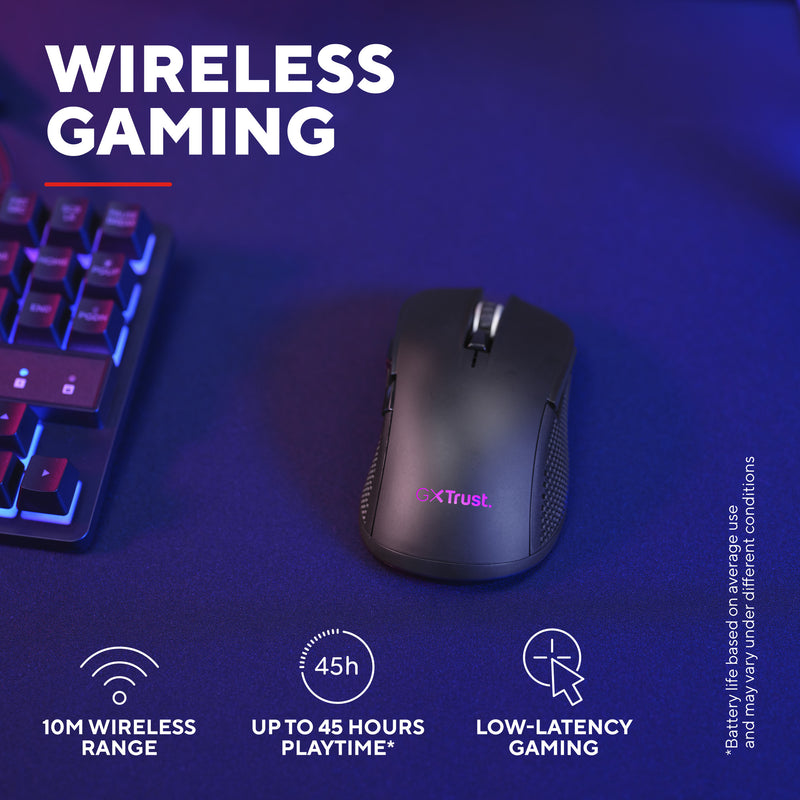 Load image into Gallery viewer, Trust gxt 931 ybar draadloze gamingmuis (zwart, 200 - 7.200 dpi, 2.4ghz bluetooth usb)
