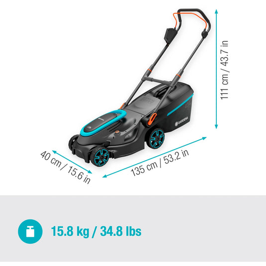 Gardena accugrasmaaier powermax 37 36v p4a set (zwart grijs, 2x li-ion accu 4,0ah, power for all alliance)