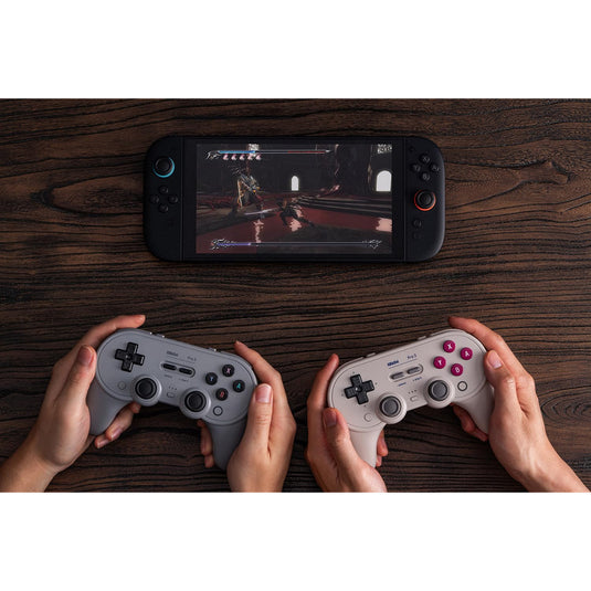 8bitdo pro 3 bluetooth gamepad (grijs zwart, switch 1 2, pc, android, 2.4 ghz bluetooth usb)