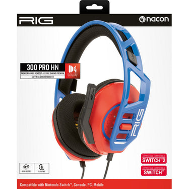 Nacon rig 300 pro hn over-ear gaming headset (rood blauw, nintendo switch, nintendo switch 2, playstation 5, playstation 4, xbox, windows)
