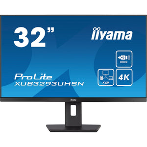 Iiyama prolite xub3293uhsn-b5 31.5 4k uhd monitor (zwart, hdmi, displayport, 2x usb-a, usb-c, rj-45)