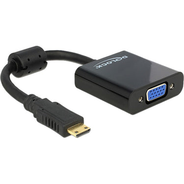 Delock mini hdmi-c (male) > vga (female) adapter (zwart, 0,24 meter)