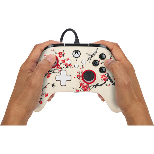 Powera advantage controller met kabel voor de xbox series x|s - warrior's nirvana (magnoliawit, xbox series x|s, xbox one, pc)
