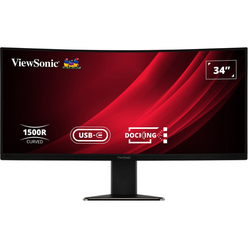 Load image into Gallery viewer, Viewsonic uwqhd curved docking monitor met kvm-switch vg3419c 34 ultrawide (zwart (mat), 1x hdmi, 1x displayport, usb-a, usb-b, usb-c, lan, audio)
