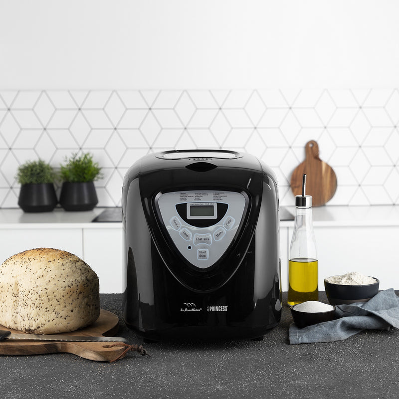 Load image into Gallery viewer, Princess 152009 broodbakmachine (zwart zilver, voor het maken van brood, cake, jam, yoghurt en rijst)

