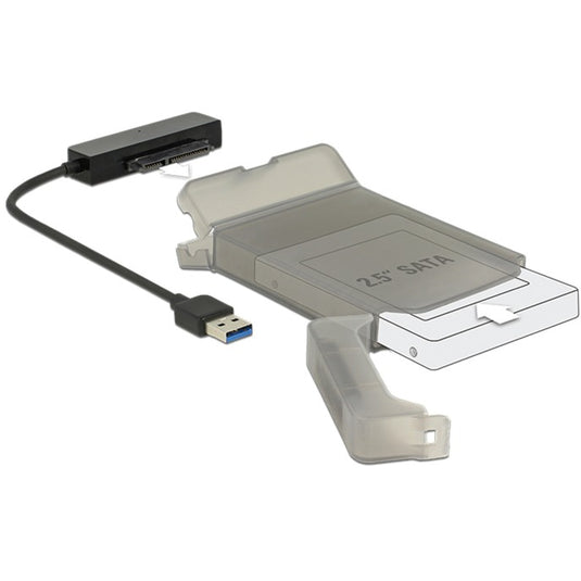 Delock usb-a 3.2 gen 1 naar 22-pin sata (female) converter (zwart)