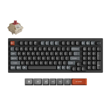 Keychron v5 ultra 8k wireless custom mechanical keyboard (zwart, us lay-out (qwerty), silk pom red, 96%, rgb, hot swap, 2.4 ghz | bluetooth 5.3 | usb-c)