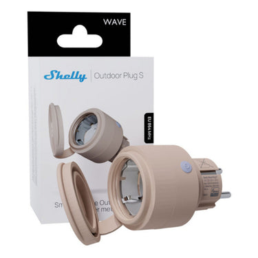 Shelly wave outdoor plug s lr (eu) stekkerdoos (beige, z-wave)