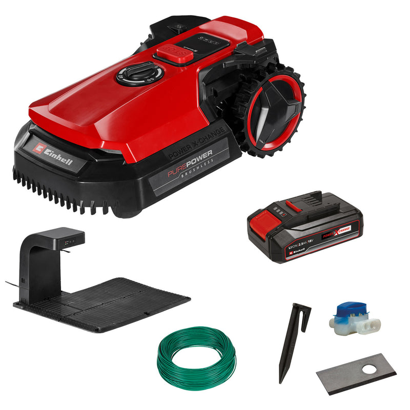 Load image into Gallery viewer, Einhell freelexo 500 robotmaaier (rood zwart, 2.5 ah power x-change plus accu + laadstation inbegrepen)
