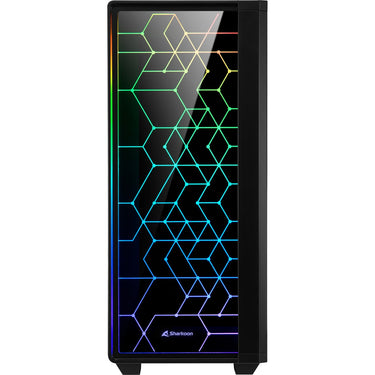 Sharkoon rgb lit 100 midi tower behuizing (zwart | 3x usb-a | rgb | window)