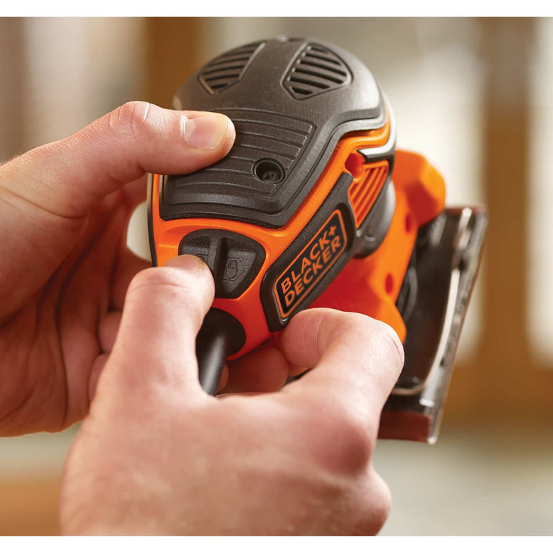 Load image into Gallery viewer, Black+decker 220w 1 4 vel schuurmachine met handpalmschakelaar ka450-qs vlakschuurmachine (oranje zwart)
