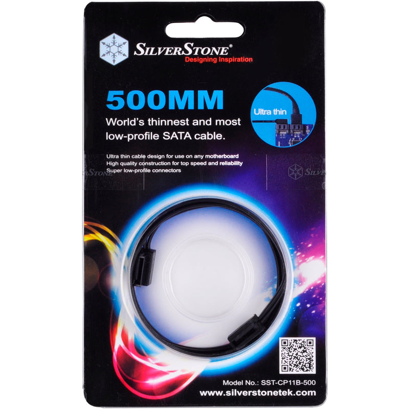 Load image into Gallery viewer, Silverstone sata iii kabel 50cm (zwart, 6gb s, low profile connector, cp11b-500)
