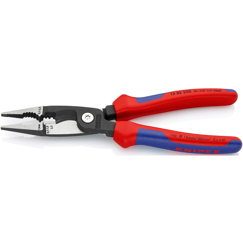 Load image into Gallery viewer, Knipex elektro-installatietang 13 82 200 (rood blauw, slank ontwerp, geschroefde verbinding)
