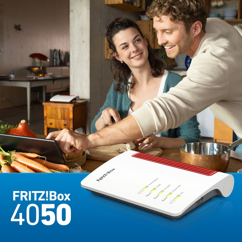 Load image into Gallery viewer, Fritz! box 4050 edition international router (wit rood, mesh wi-fi)
