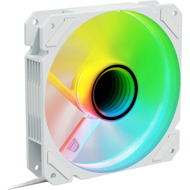 Sharkoon shark mirror rgb pwm reverse case fan (wit, 120 x 120 x 25 mm)