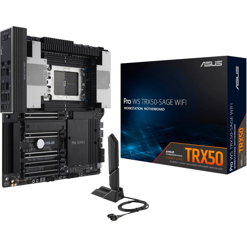 Load image into Gallery viewer, Asus pro ws trx50-sage wifi socket str5 moederbord (zwart grijs, raid, 10gb-lan, 2.5gb-lan, wi-fi 7, bt, sound, ceb)
