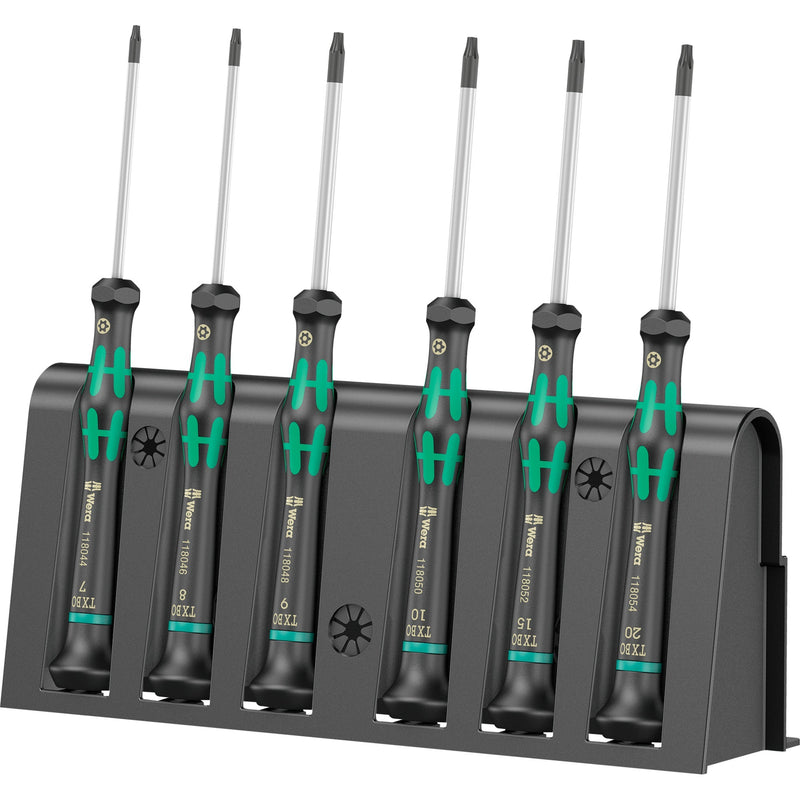 Load image into Gallery viewer, Wera 2067 6 elektronica torx bo schroevendraaierset + rek (zwart groen, 6-delig)
