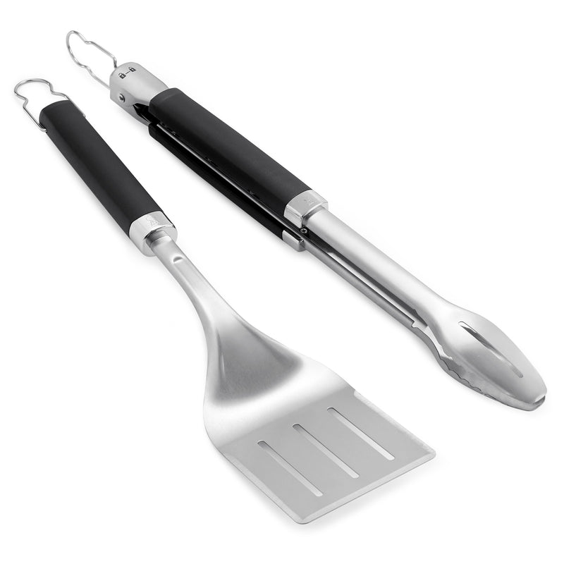 Load image into Gallery viewer, Weber precision barbecuetang- en spatelset grillbestek (roestvrij staal zwart)
