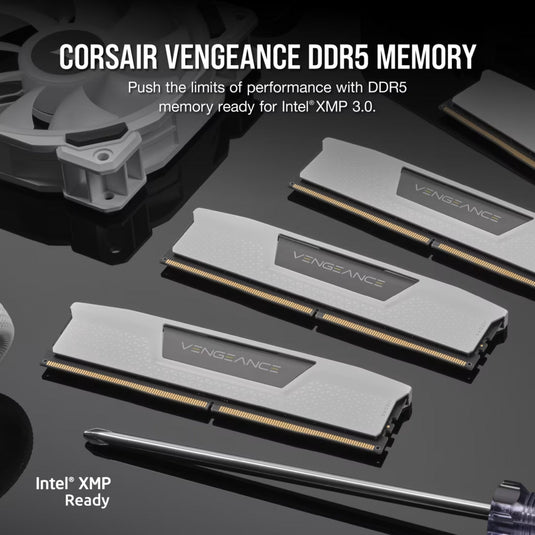 Corsair vengeance 32 gb ddr5-6000 (2x 16 gb) werkgeheugen (wit, cmk32gx5m2d6000z38w, xmp, expo)