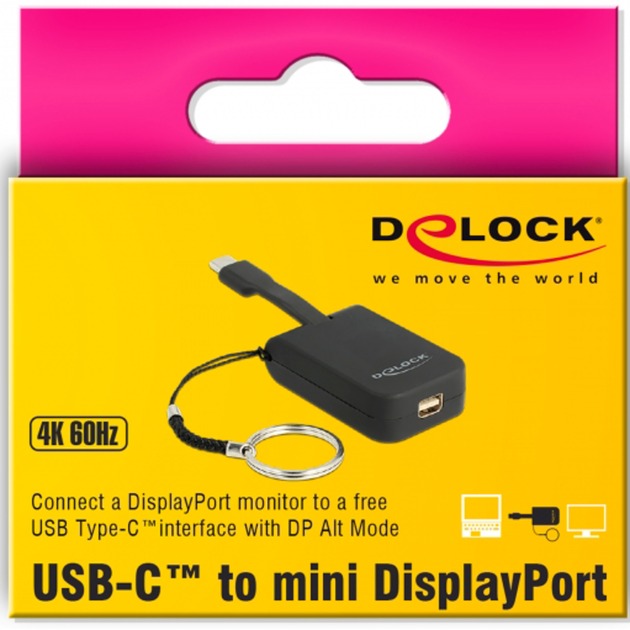 Load image into Gallery viewer, Delock usb-c > mini-displayport adapter sleutelhanger (zwart, 4k 60hz)
