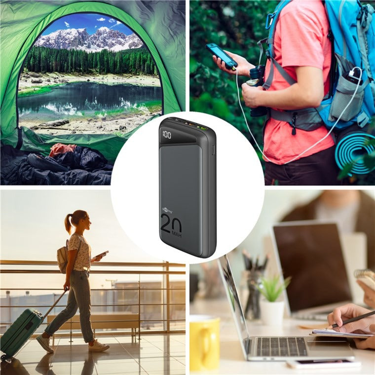 Load image into Gallery viewer, Goobay quick charge powerbank 20.000 mah - 74 wh (zwart, usb-c pd, qc 3.0)
